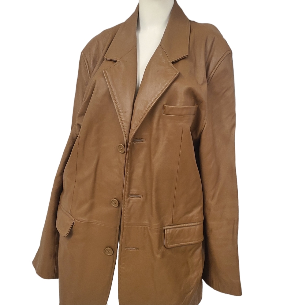 Y2K Irivine Park Tan Leather Jacket size 44